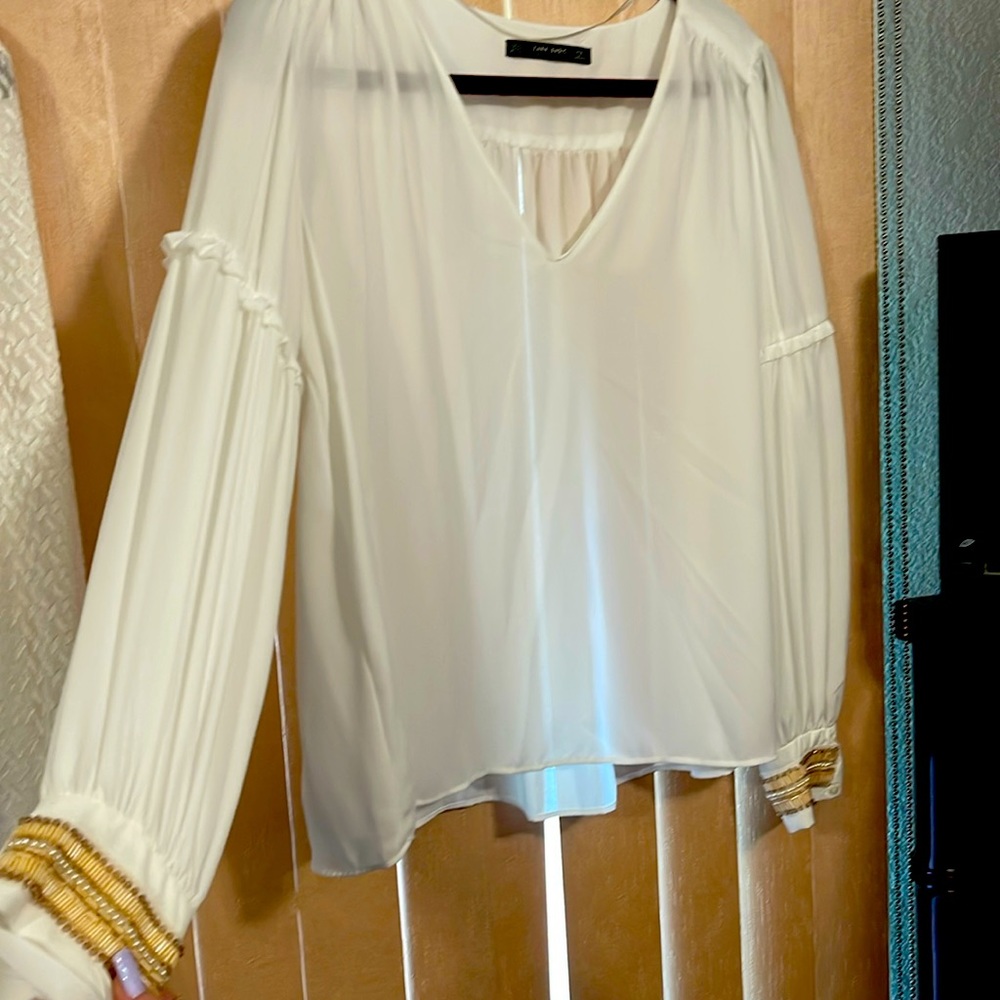 Zara Basic Collection White sheer blouse